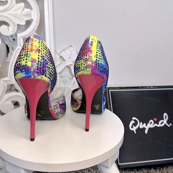 Qupid Women's close toe multicolored rhinestone Dress Pump/heel BRAND NEW! - Picture 7 of 14